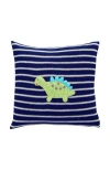 Melange Collection Knit Cotton 10 Dinosaur Pillow, Navy In Navy