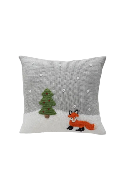 Melange Collection 10" Fox Pillow In Grey