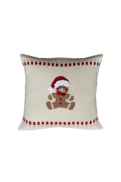 Melange Collection 10" Gingerbread Man Pillow In Ivory
