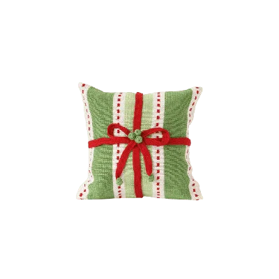 Melange Collection 10" Green Stripe Gift Pillow