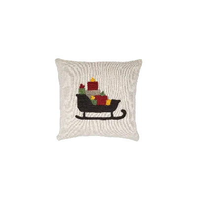 Melange Collection 10" Holiday Sleigh Pillow In Ivory
