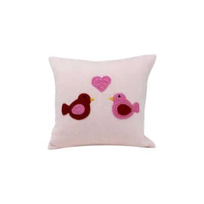 Melange Collection 10" Love Birds Pillow In Pink