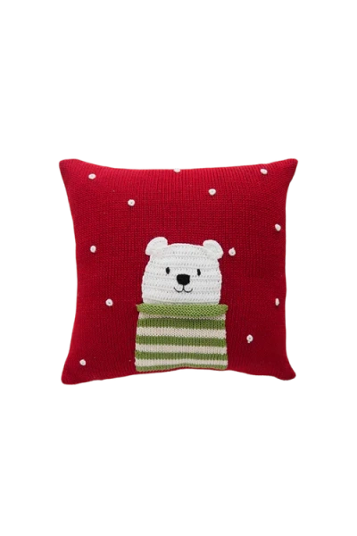 Melange Collection 10" Polar Bear Pillow In Red