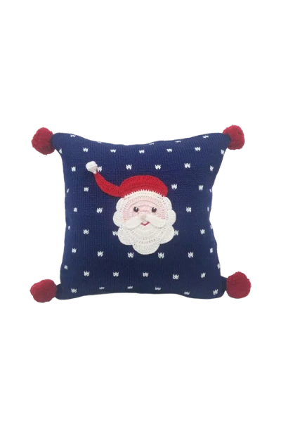 Melange Collection 10" Santa Pillow In Blue