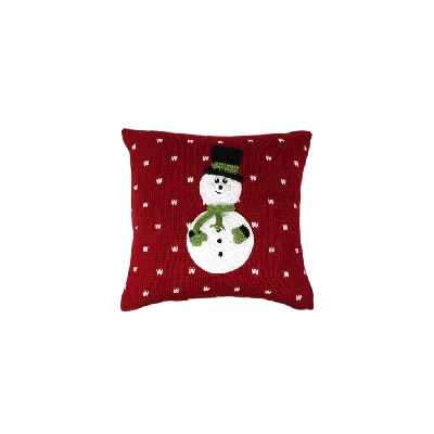 Melange Collection 10" Snowman Pillow In Red