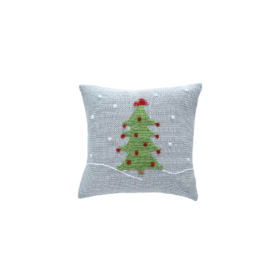 Melange Collection 10" Snowy Christmas Tree Pillow In Grey