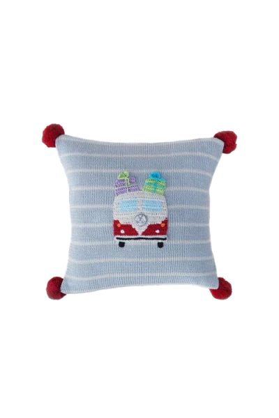 Melange Collection 10" Van With Gifts Pillow In Grey