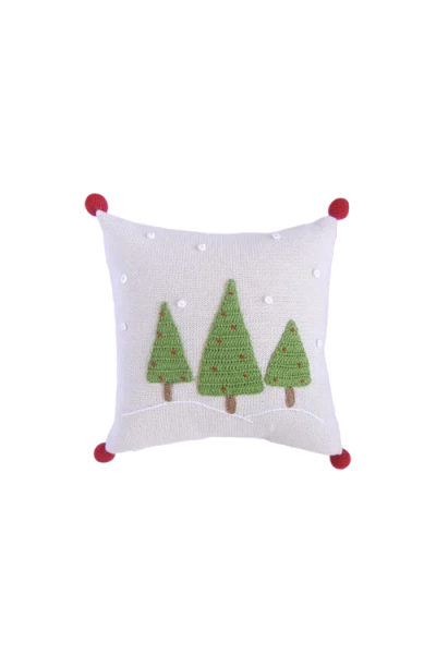 Melange Collection 12" Three Tree Pillow, Ecru In Ivory