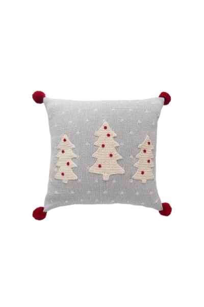 Melange Collection 12" White Tree Pillow, Grey