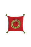 Melange Collection 14" Green Wreath Pillow, Red In Red
