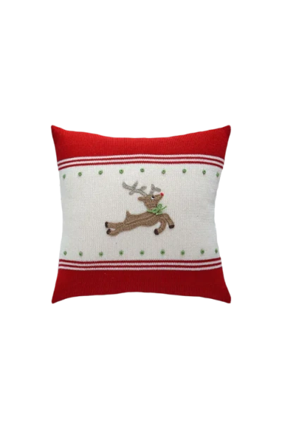 Melange Collection 14" Reindeer Pillow In Red
