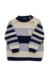 Melange Collection Bunny Striped Sweater In Ivory