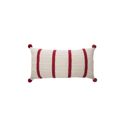 Melange Collection Cable-knit Lumbar Pillow In Multi