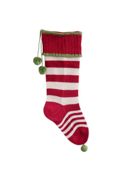 Melange Collection Candy Stripes Rib-cuff Stocking In Red