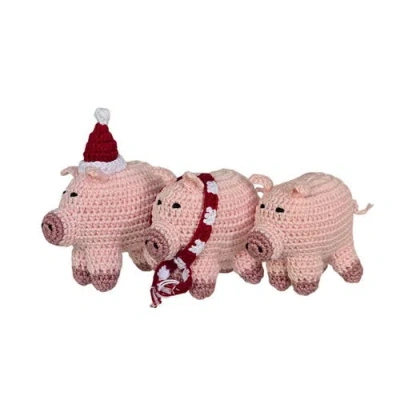 Melange Collection Crochet Pig Ornaments In Pink