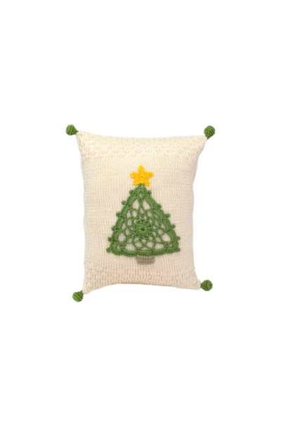 Melange Collection Crochet Tree Mini Pillow In Ivory