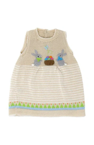 Melange Collection Babies'  Easter Dress With Bunnies In Ivory