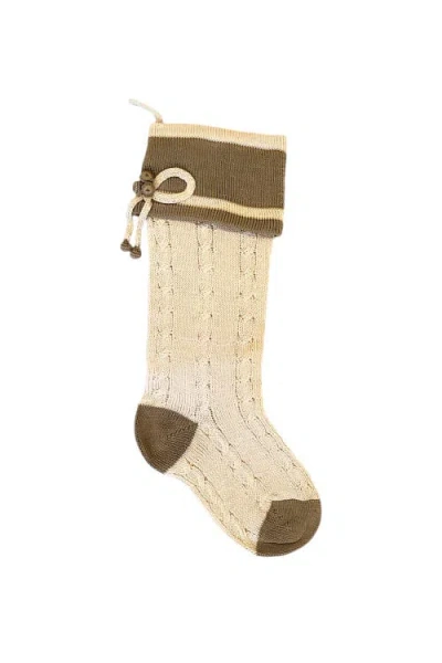 Melange Collection Ecru Cable-knit Stocking In Ivory
