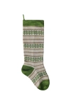 Melange Collection Ecru Patterned Stocking With Green Details In Ivory