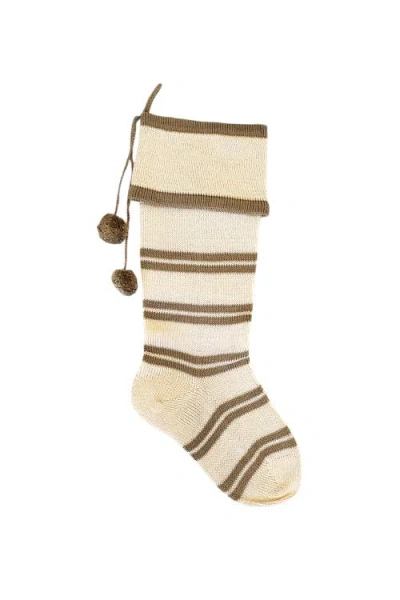 Melange Collection Ecru Thin Stripe Stocking In Ivory