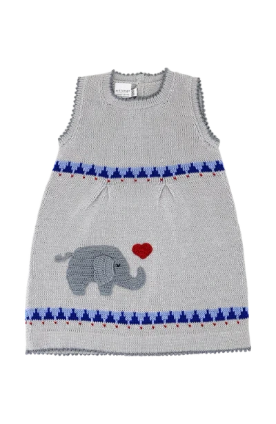 Melange Collection Babies'  Elephant Heart Dress In Grey