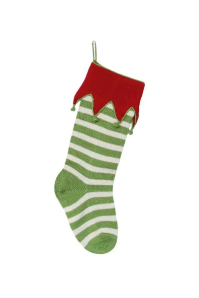 Melange Collection Elf-cuff Striped Stocking In Green