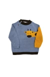 Melange Collection Giraffe Sweater In Blue And Yellow