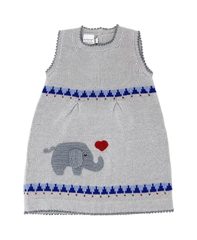 Melange Collection Girls' Knit Elephant Heart Dress - Baby, Little Kid In Blue