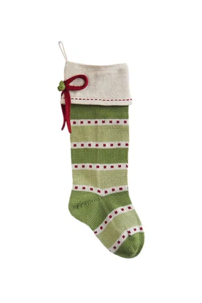 Melange Collection Green Stripe Stocking With Bow