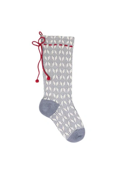 Melange Collection Grey Patterned Stocking With Red Bow
