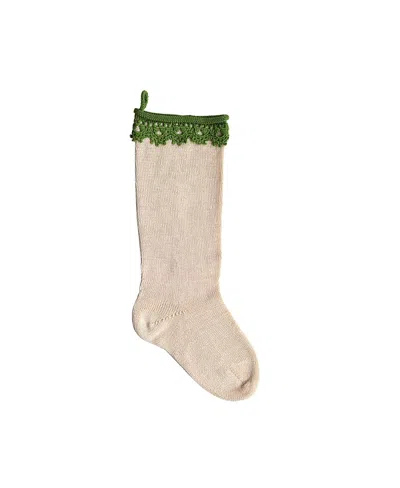 MELANGE COLLECTION KNIT BOHO STOCKING, MINT, 18