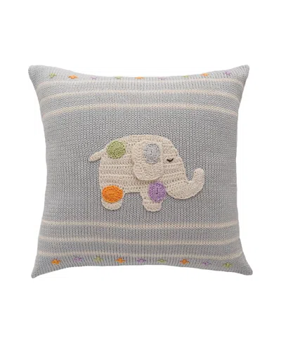 Melange Collection Knit Cotton 10 Polka Dot Elephant Pillow In Grey