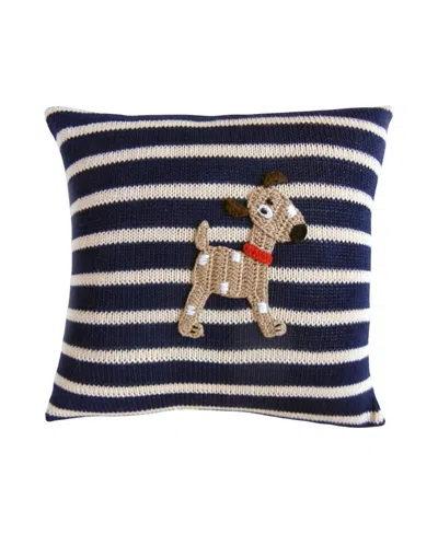 Melange Collection Knit Cotton 10 Spotted Dog Pillow In Blue