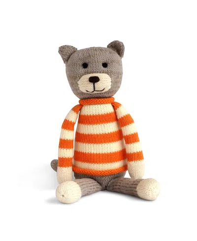 Melange Collection Knit Cotton Cat In Striped Sweater - Ages 0+ In Gray