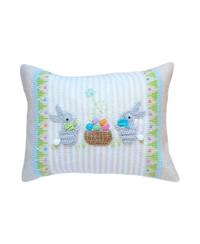 Melange Collection Knit Cotton Easter Basket Bunny 8x11 Pillow In Multi