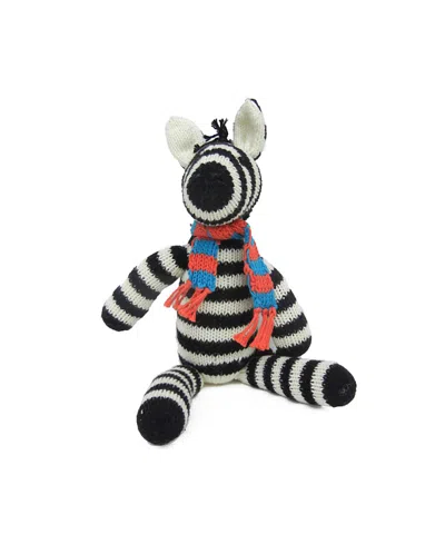 Melange Collection Knit Cotton Zebra With Scarf - Ages 0+ In Animal Print