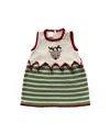Melange Collection Knit Girls' Reindeer Dress - Baby, Little Kid In Light Beige