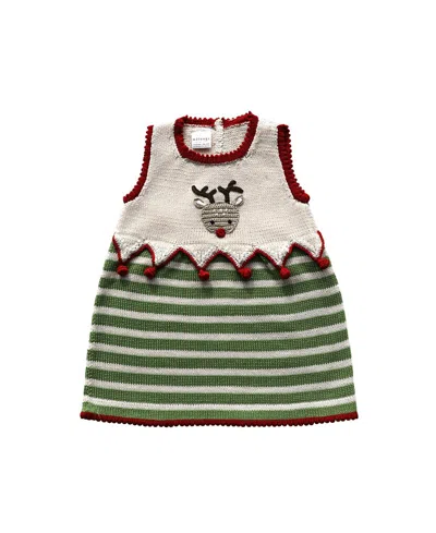 Melange Collection Knit Girls' Reindeer Dress - Baby, Little Kid In Light Beige