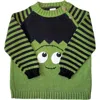 Melange Collection Little Monster Halloween Sweater In Green