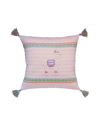 Melange Collection Llama Pillow, 12 X 12 In Light/pastel Pink