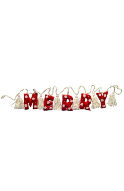 Melange Collection Merry Garland In Red And Ivory