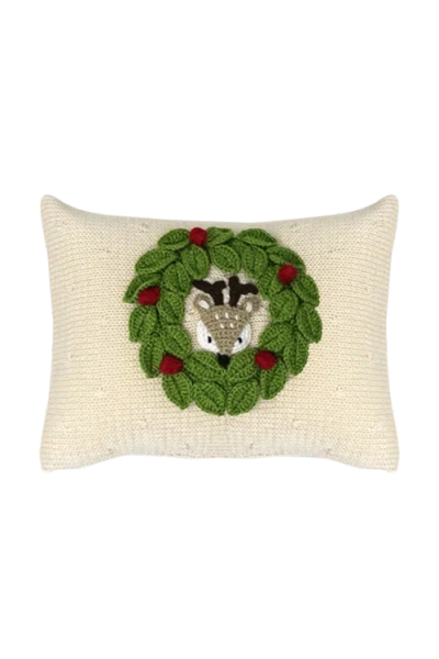 Melange Collection Peekaboo Deer Mini Pillow In Ivory
