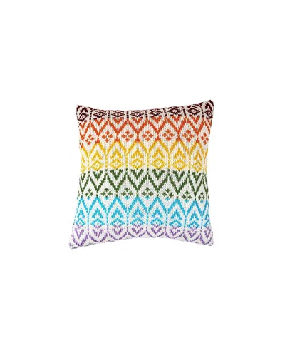 MELANGE COLLECTION RAINBOW PATTERN PILLOW, 12 X 12