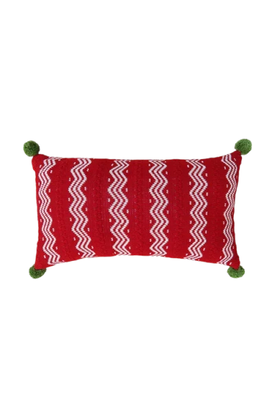 Melange Collection Red Zig-zag Stripe Lumbar Pillow