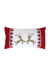 Melange Collection Reindeer Duo Lumbar Pillow In Red