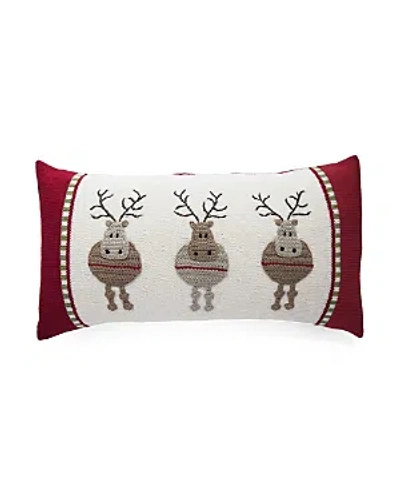 Melange Collection Round Reindeer Holiday Throw Pillow, 10 X 20 In Red