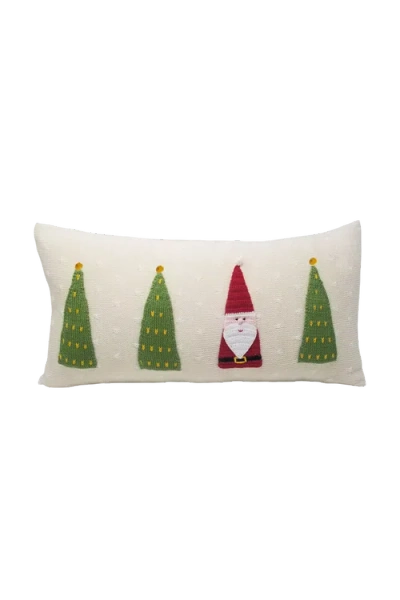 Melange Collection Santa Forest Lumbar Pillow In Ivory