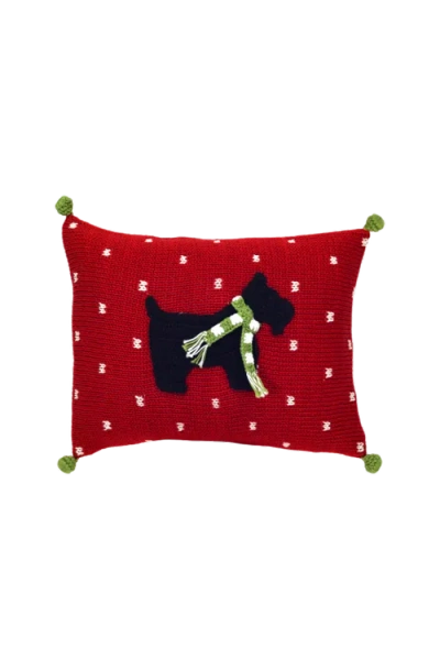 Melange Collection Scottie Dog Mini Pillow In Red