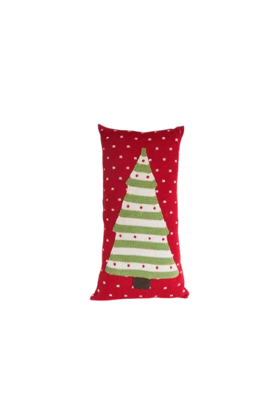 Melange Collection Striped Tree Lumbar Pillow In Red
