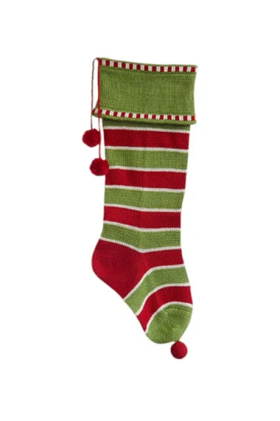 Melange Collection Stripes Smooth Cuff Stocking In Green
